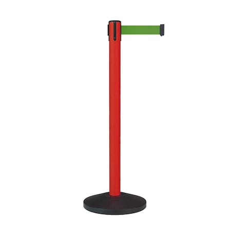 Montour Line Stanchion Belt Barrier Red Post 9ft. Green Belt ES400-RD-GN-90